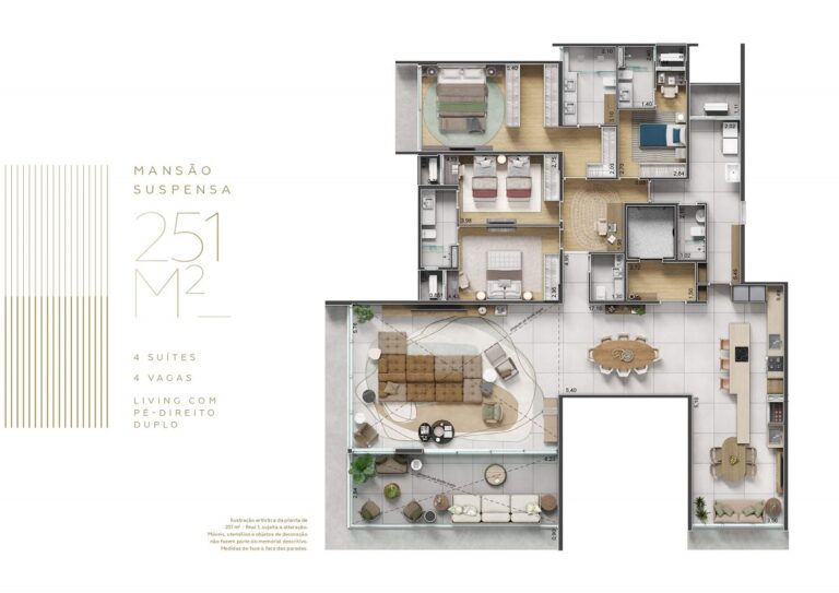 Planta de 251 m² com 4 suítes do Gran Garden Guarulhos